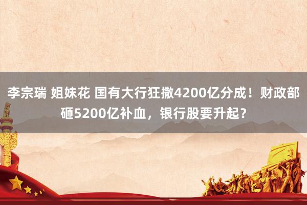 李宗瑞 姐妹花 国有大行狂撒4200亿分成！财政部砸5200亿补血，银行股要升起？