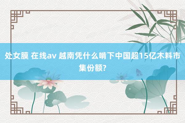 处女膜 在线av 越南凭什么啃下中国超15亿木料市集份额?