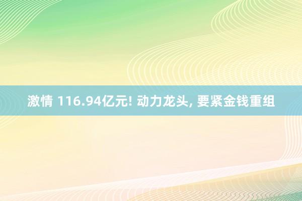 激情 116.94亿元! 动力龙头， 要紧金钱重组