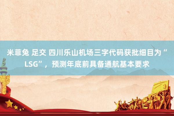 米菲兔 足交 四川乐山机场三字代码获批细目为“LSG”，预测年底前具备通航基本要求