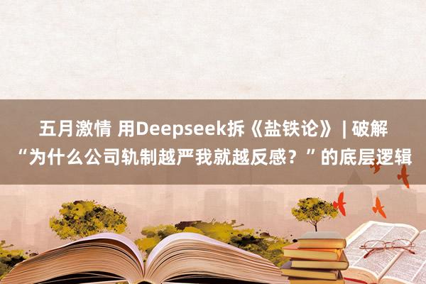 五月激情 用Deepseek拆《盐铁论》 | 破解“为什么公司轨制越严我就越反感？”的底层逻辑