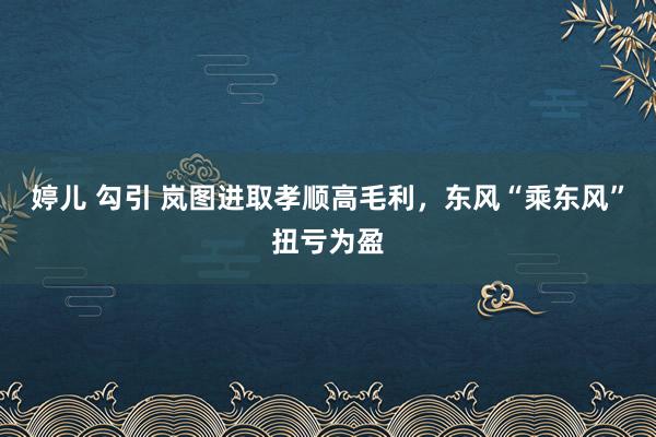 婷儿 勾引 岚图进取孝顺高毛利，东风“乘东风”扭亏为盈